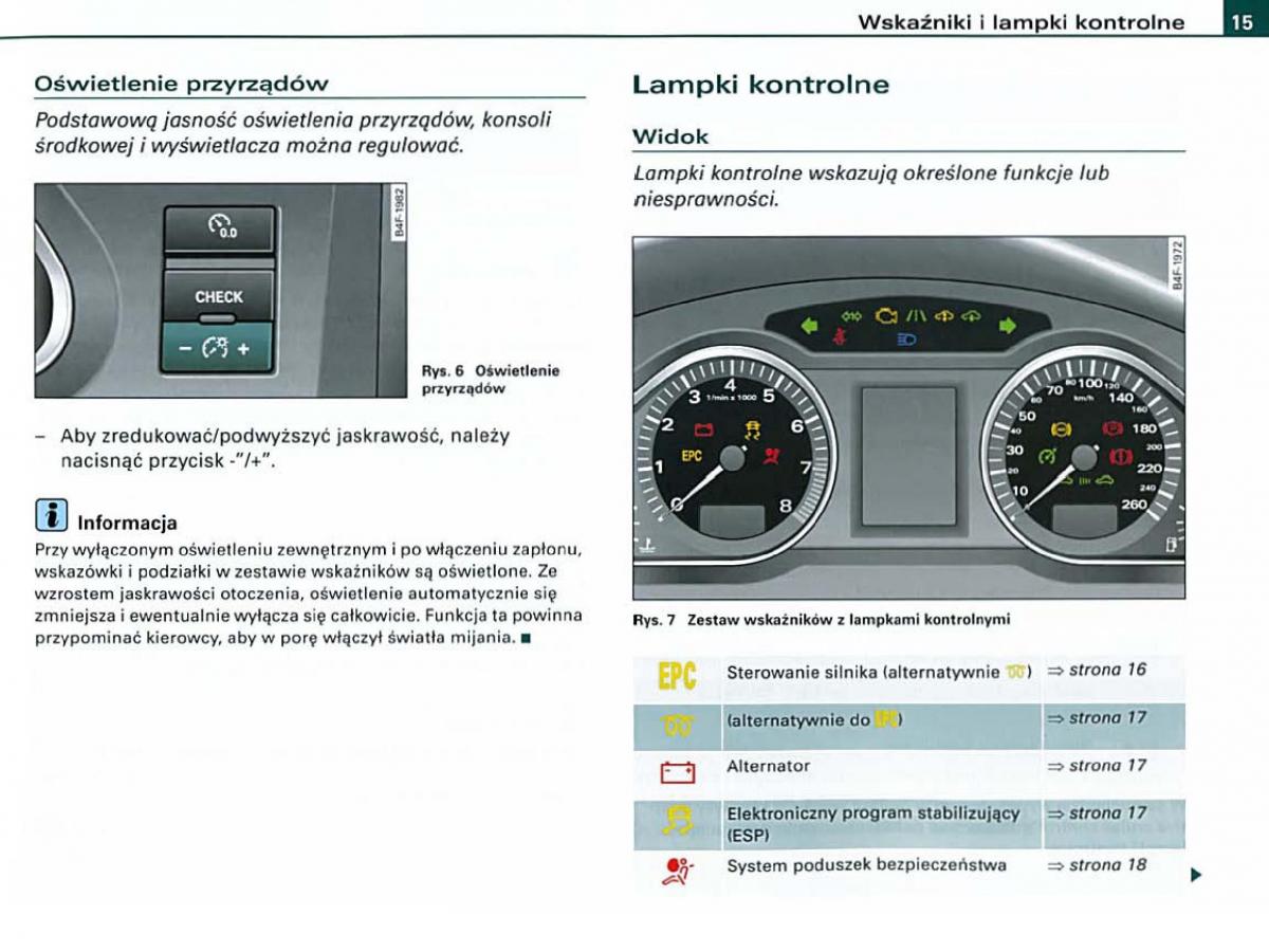 manual  Audi A6 C6 instrukcja / page 15