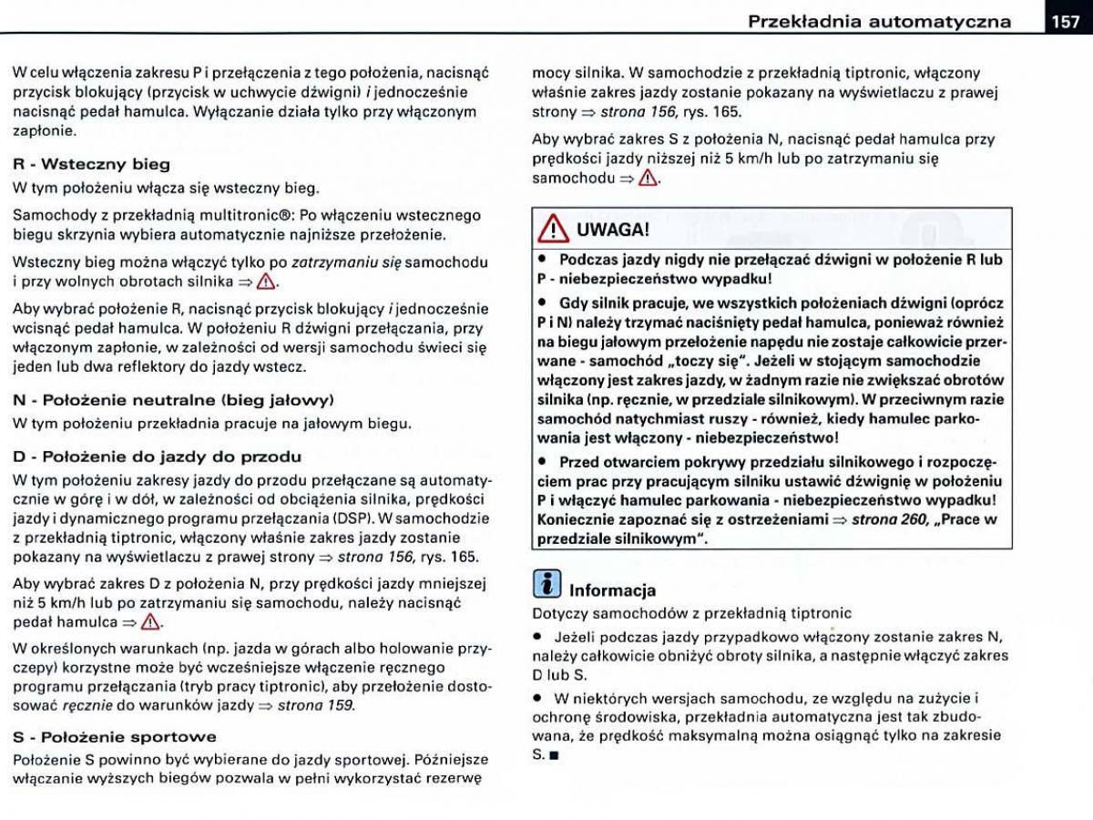 Audi A6 C6 instrukcja obslugi / page 157