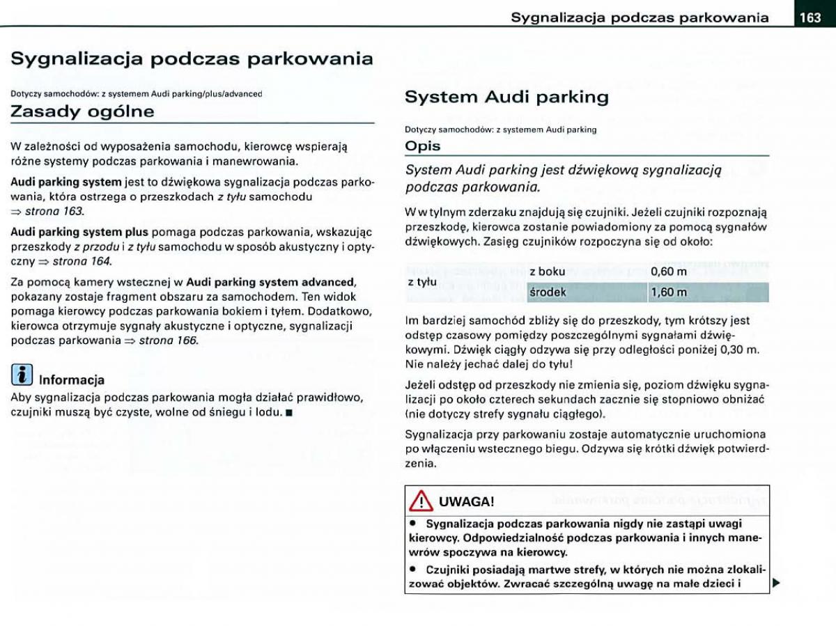 Audi A6 C6 instrukcja obslugi / page 163
