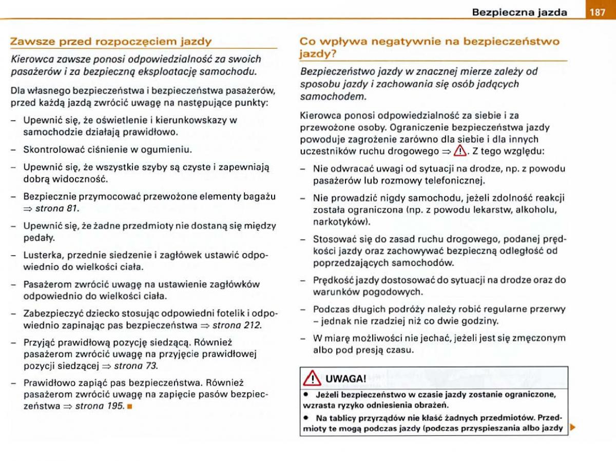 Audi A6 C6 instrukcja obslugi / page 185