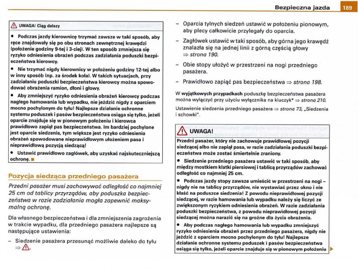 Audi A6 C6 instrukcja obslugi / page 187