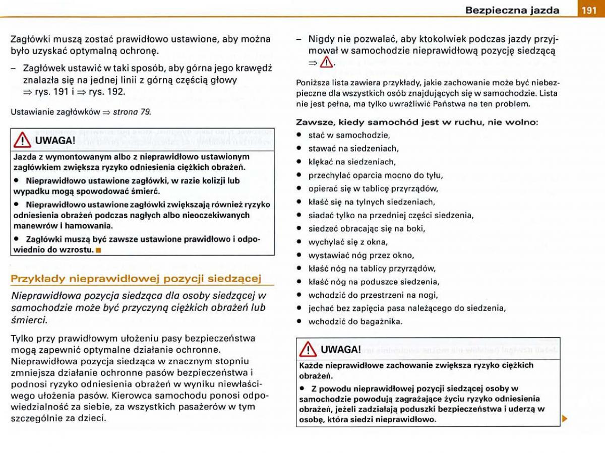 Audi A6 C6 instrukcja obslugi / page 189