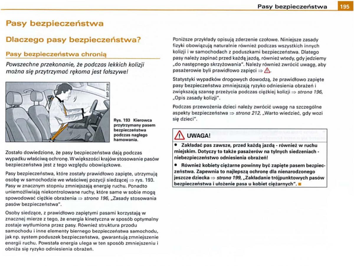 Audi A6 C6 instrukcja obslugi / page 193