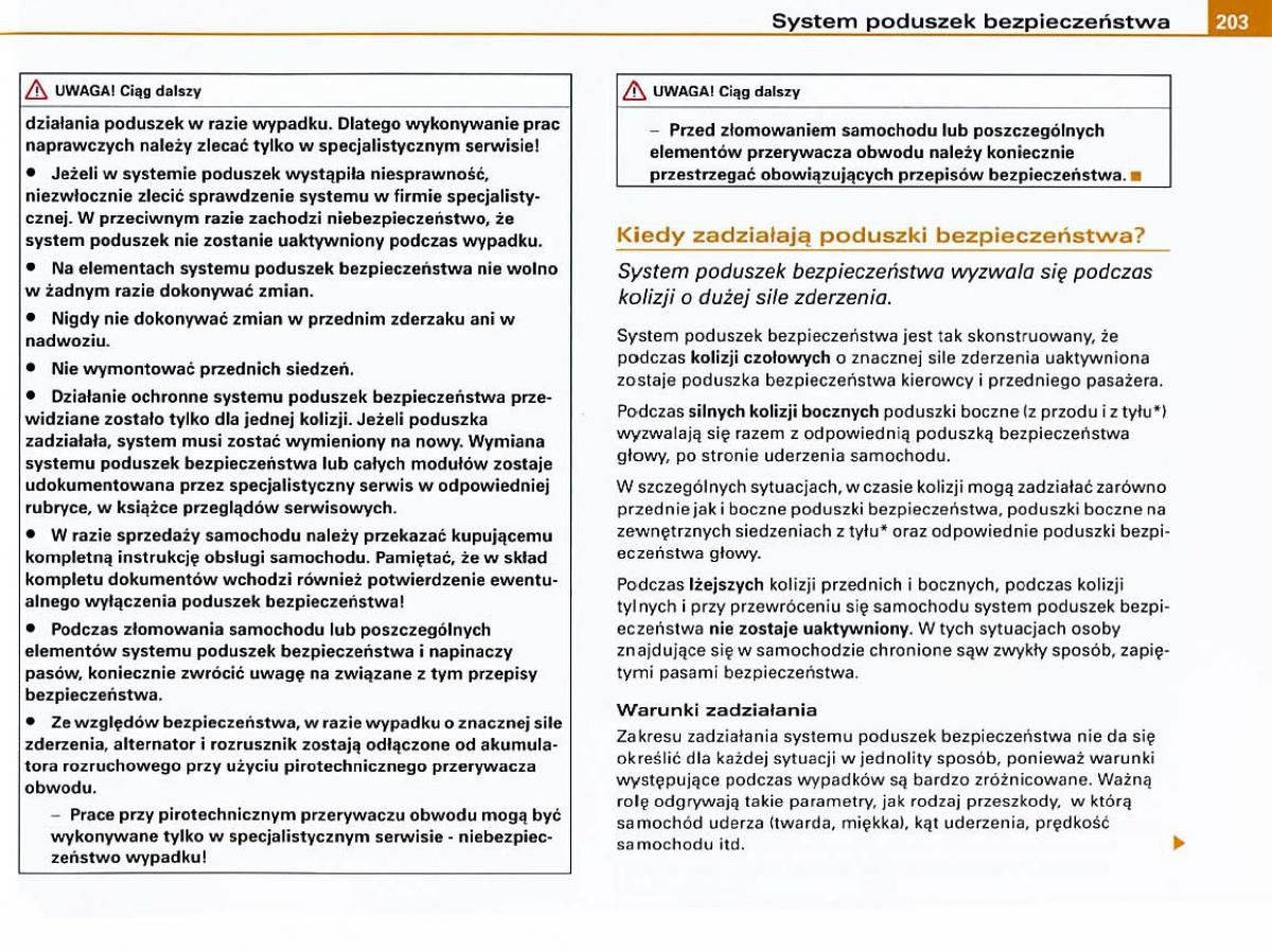 Audi A6 C6 instrukcja obslugi / page 201