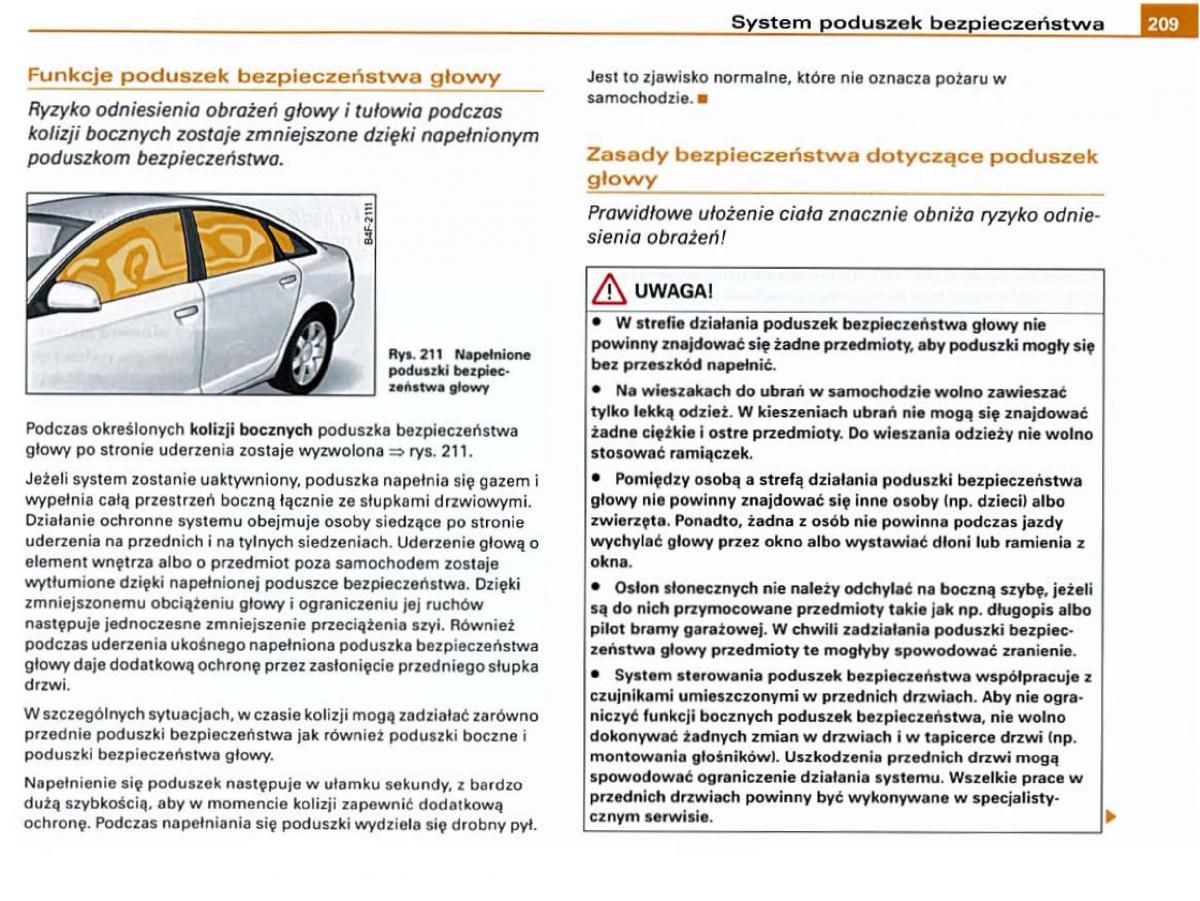Audi A6 C6 instrukcja obslugi / page 207