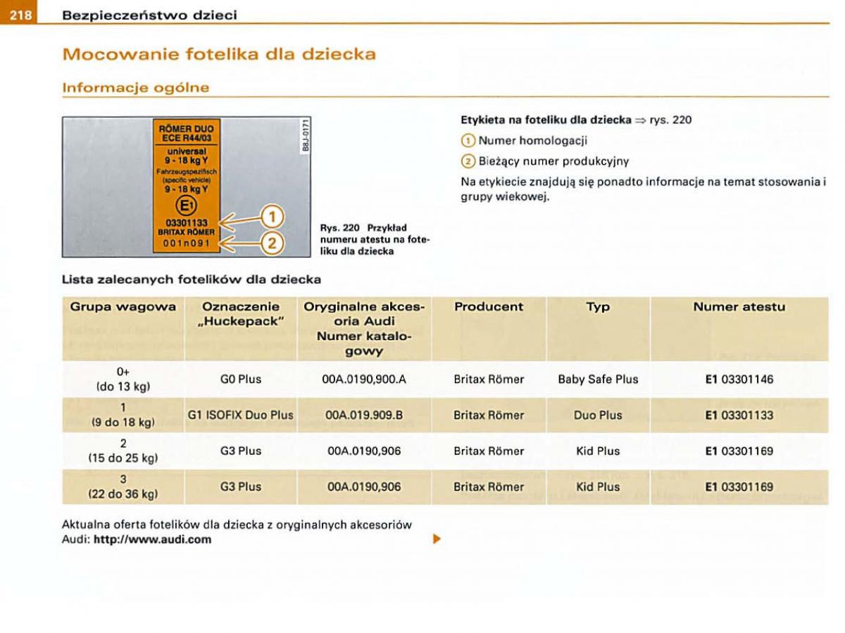 Audi A6 C6 instrukcja obslugi / page 216