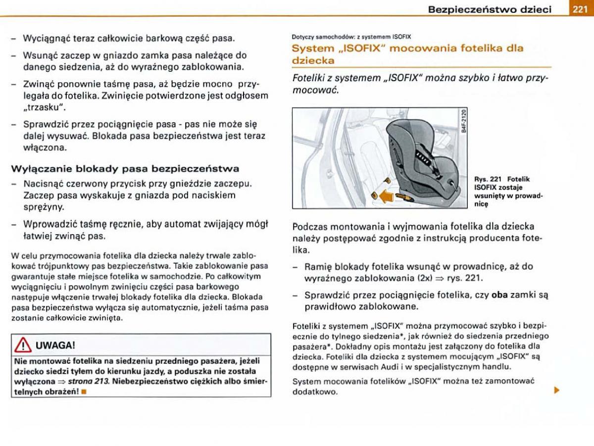 Audi A6 C6 instrukcja obslugi / page 219