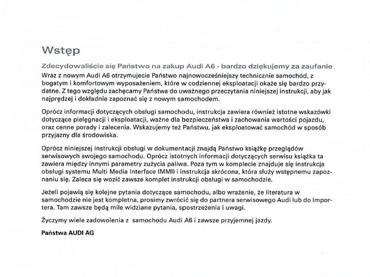 Audi A6 C6 instrukcja obslugi / page 2