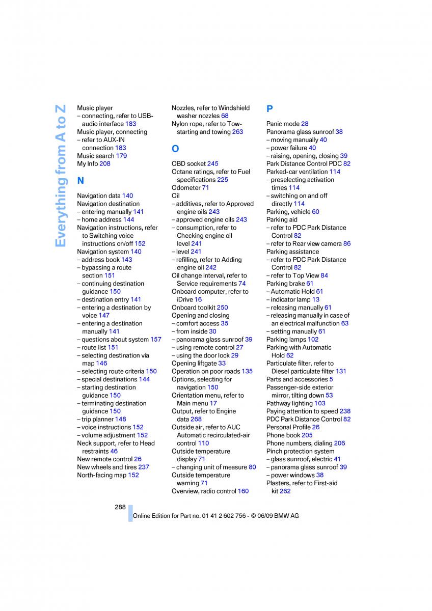 BMW X5 X6 E71 E72 owners manual / page 290