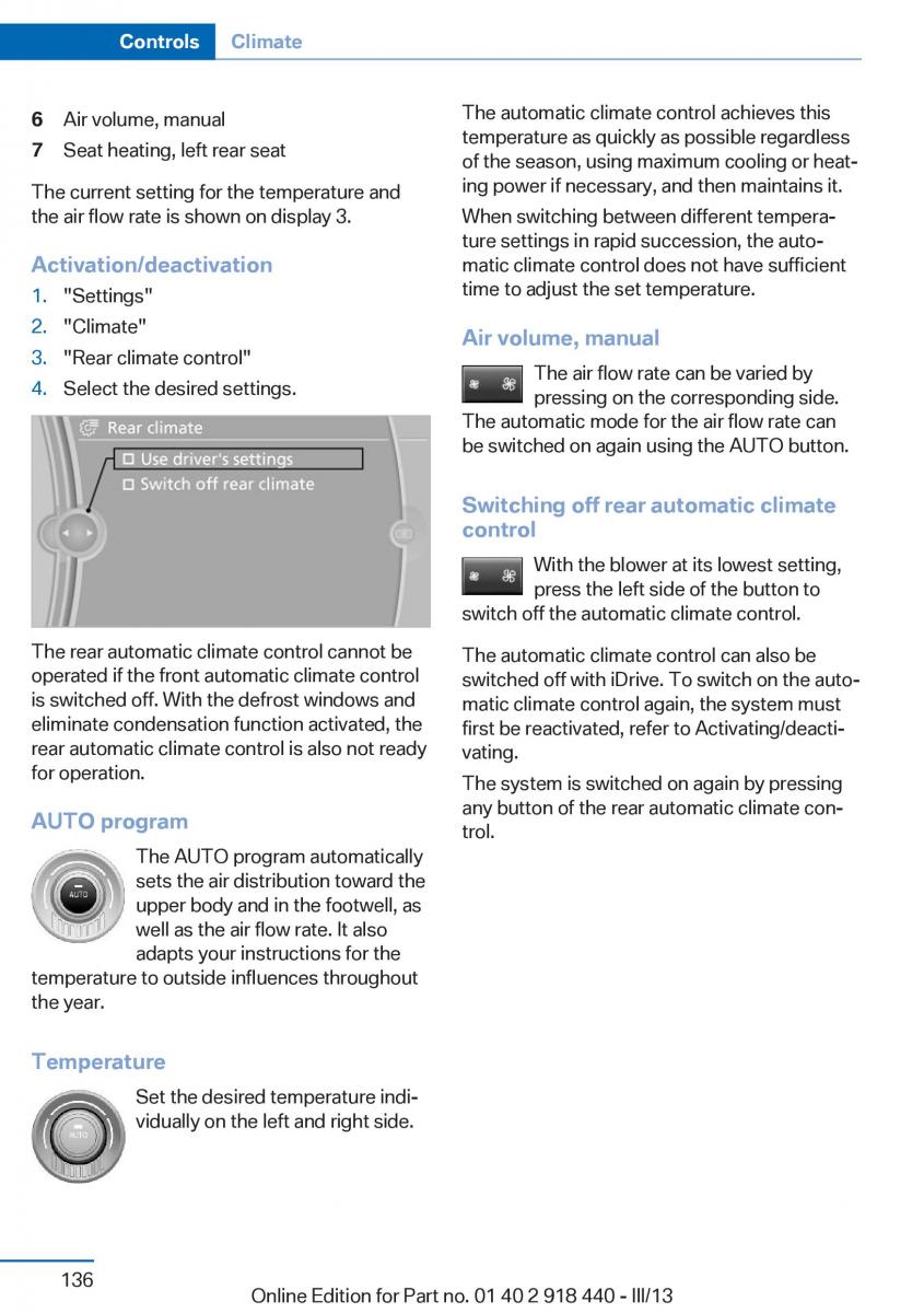 BMW X5 X6 F15 F16 owners manual / page 136