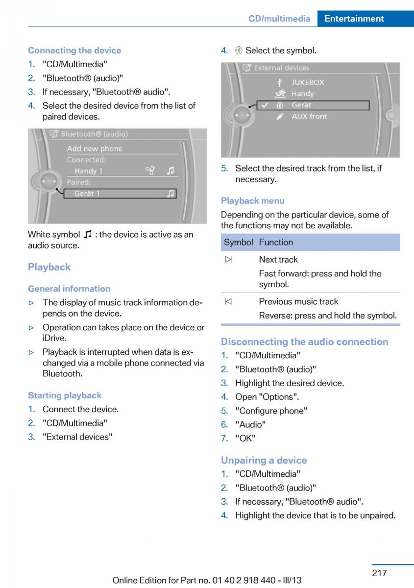 BMW X5 X6 F15 F16 owners manual / page 217