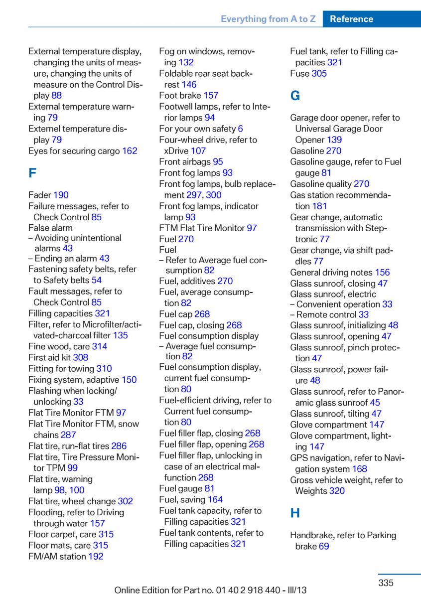 BMW X5 X6 F15 F16 owners manual / page 335