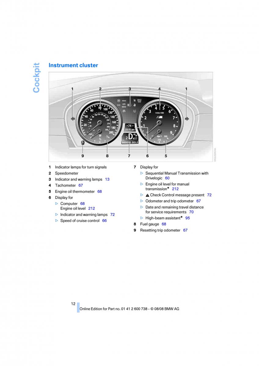 BMW M5 E60 M Power owners manual / page 14