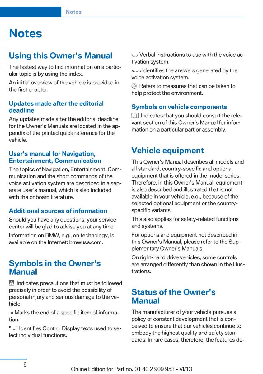 BMW M5 F10 M Power owners manual / page 6