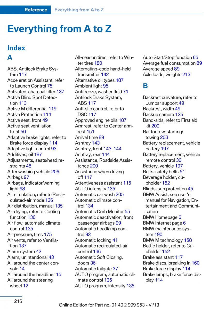 BMW M5 F10 M Power owners manual / page 216