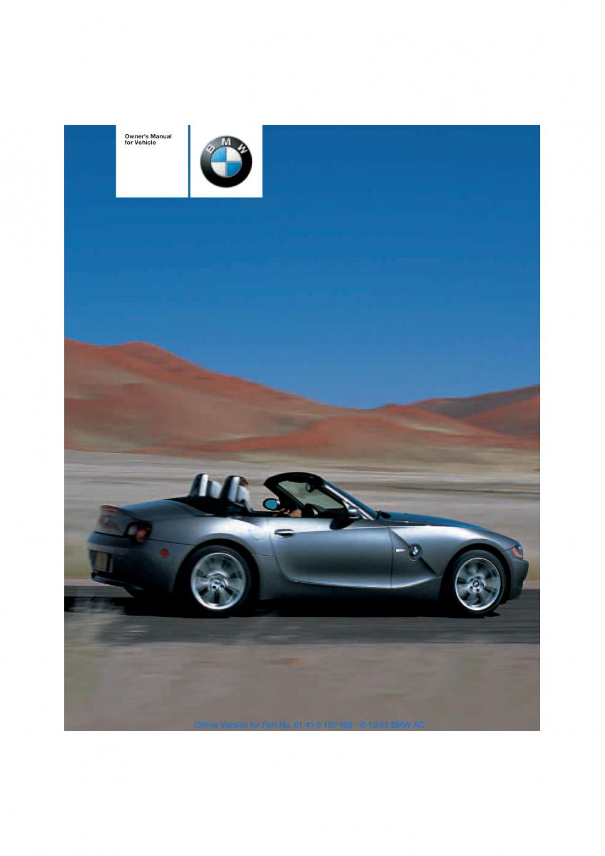 BMW Z4 E85 E86 owners manual / page 1