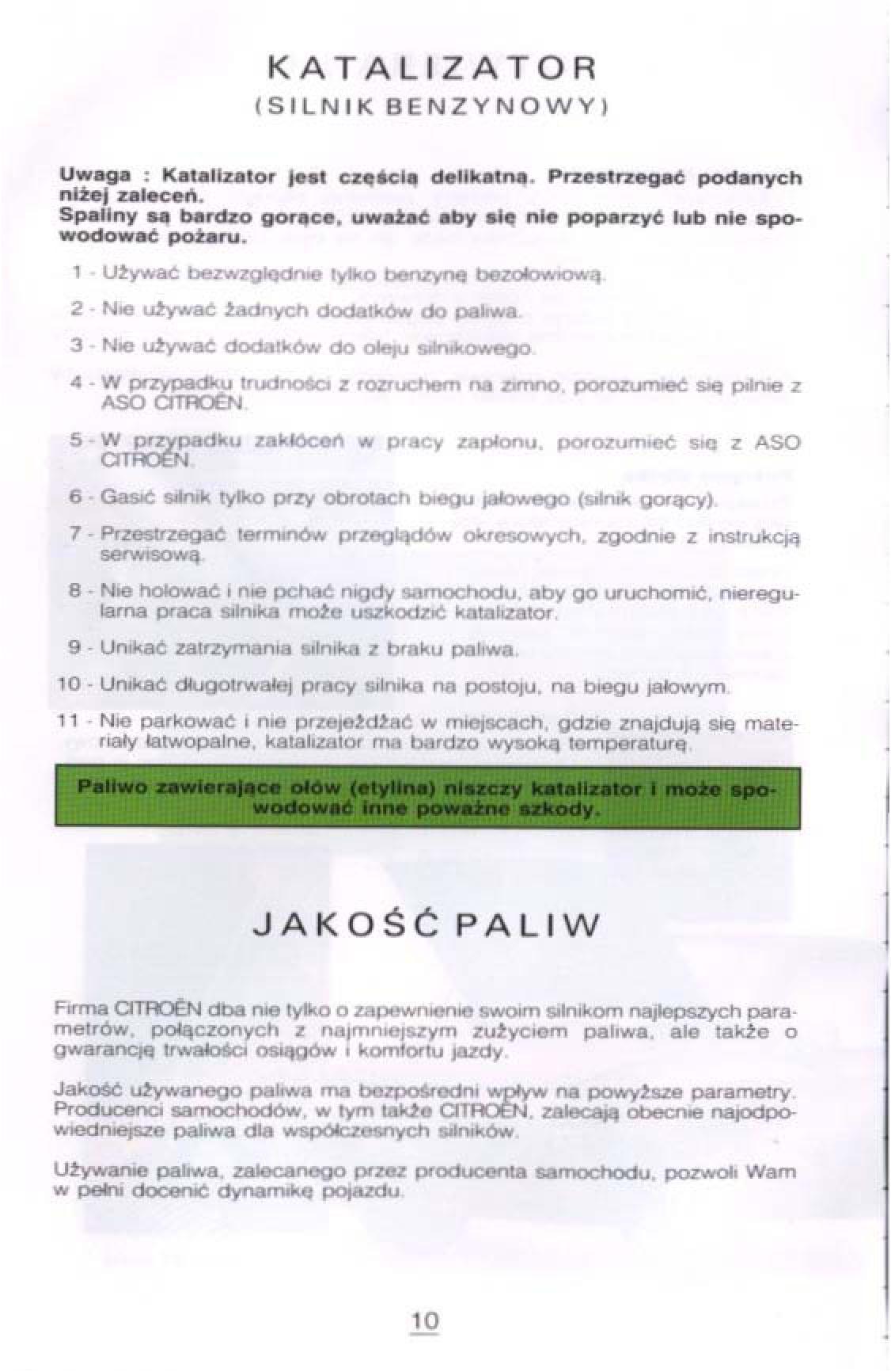 Citroen Xantia I 1 instrukcja obslugi / page 9