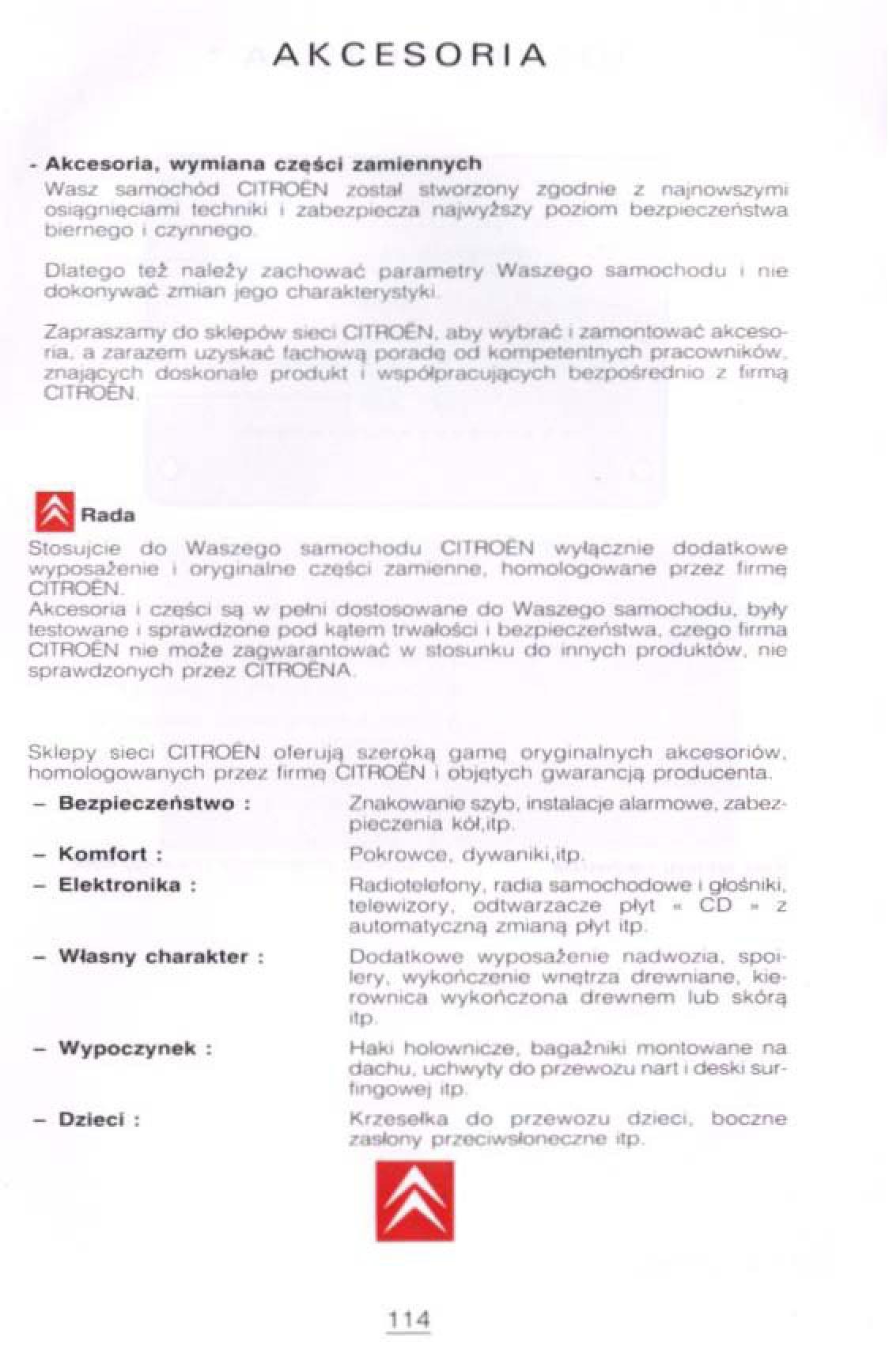 manual  Citroen Xantia I 1 instrukcja / page 109
