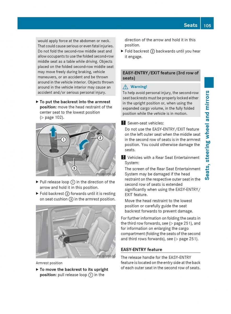 Mercedes Benz R Class owners manual / page 107