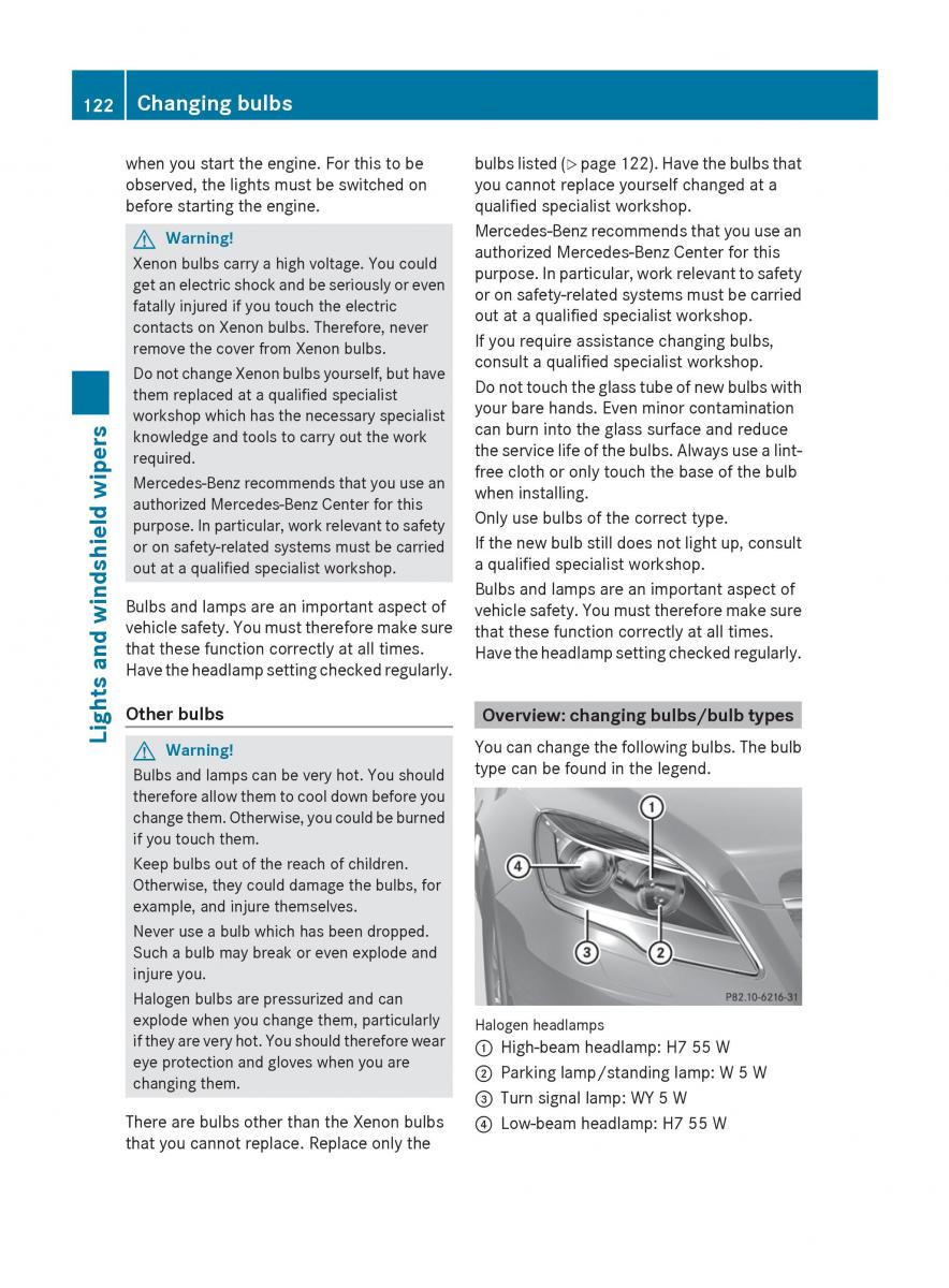 Mercedes Benz R Class owners manual / page 124