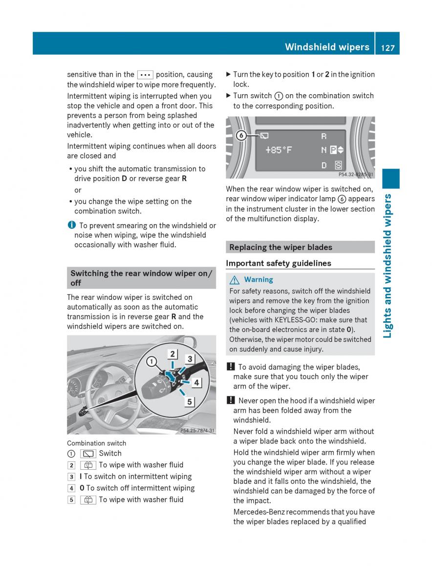 Mercedes Benz R Class owners manual / page 129