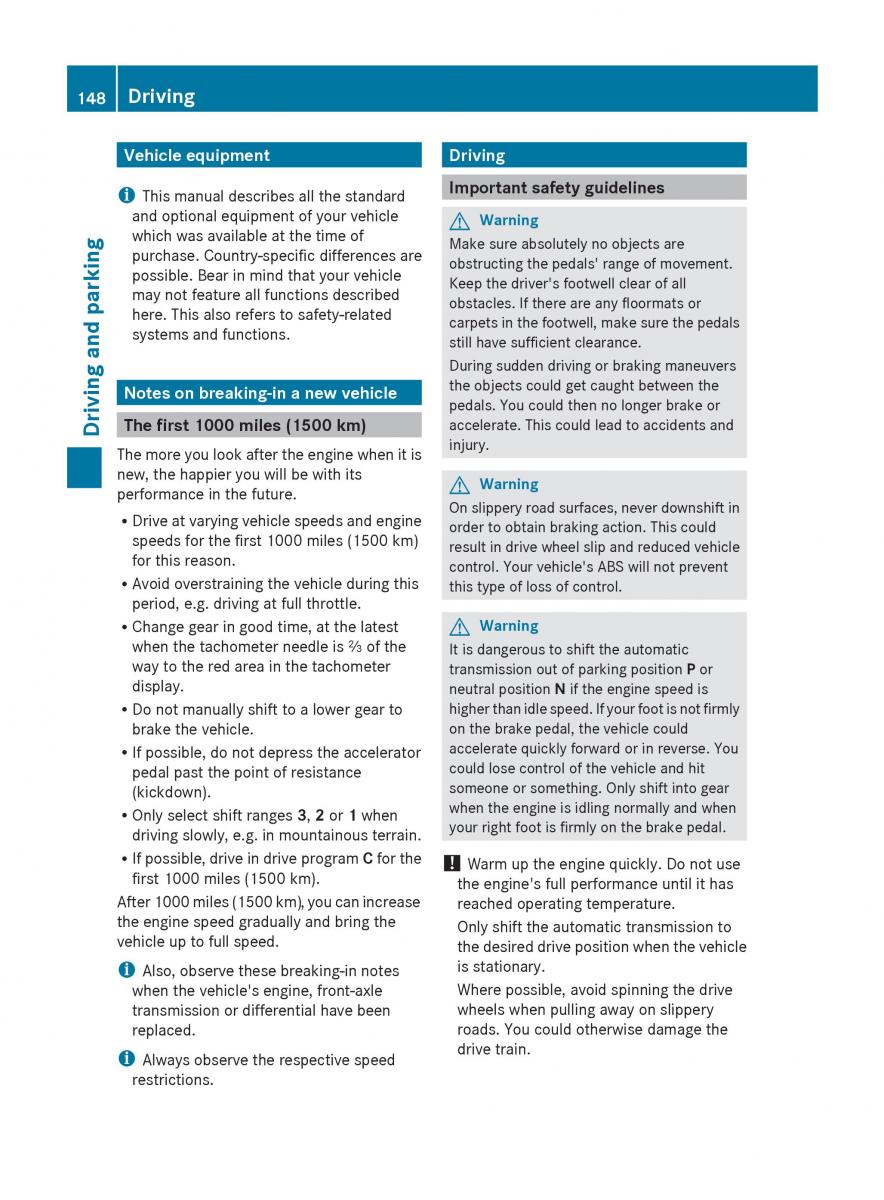 Mercedes Benz R Class owners manual / page 150