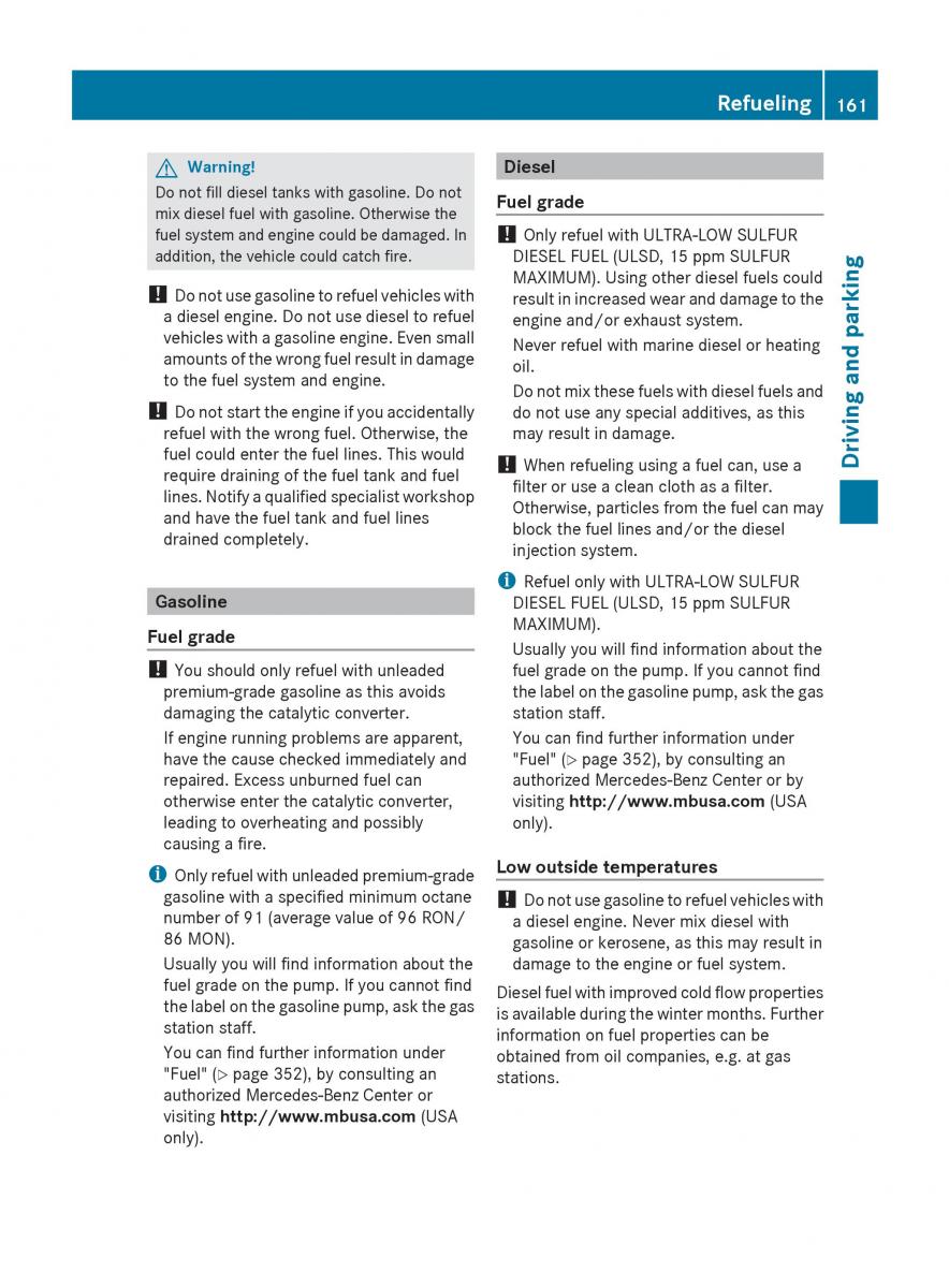 Mercedes Benz R Class owners manual / page 163