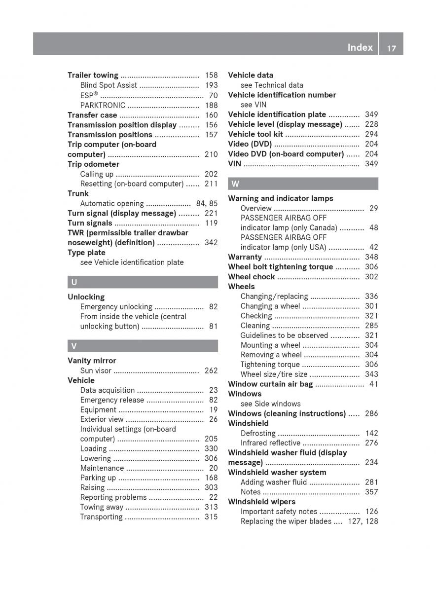 Mercedes Benz R Class owners manual / page 19