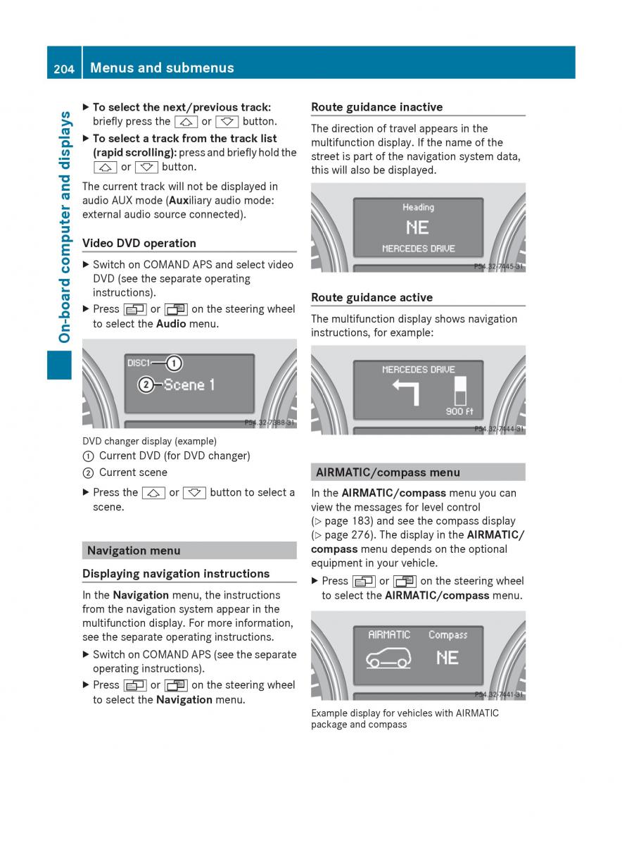 Mercedes Benz R Class owners manual / page 206