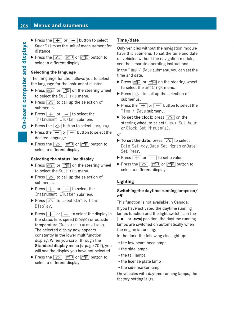 Mercedes Benz R Class owners manual / page 208