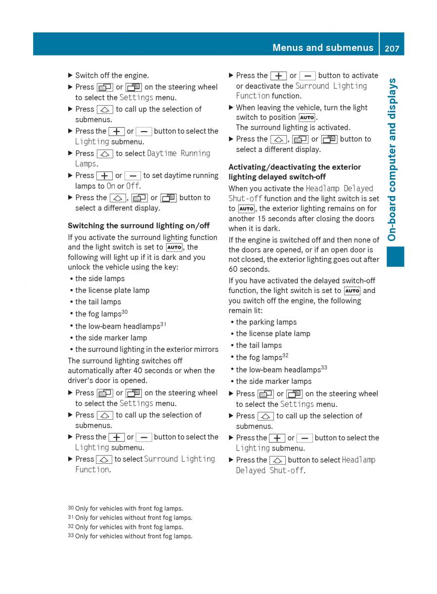 Mercedes Benz R Class owners manual / page 209