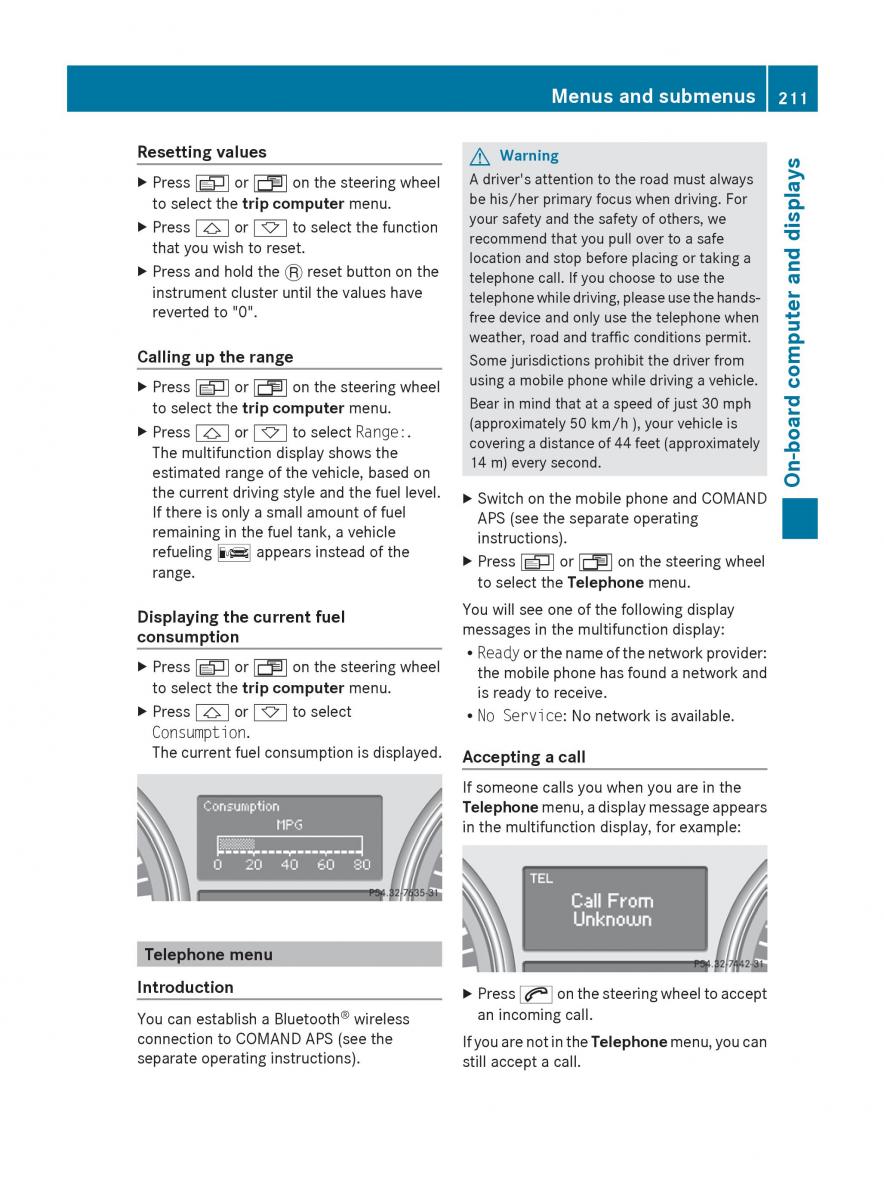 Mercedes Benz R Class owners manual / page 213