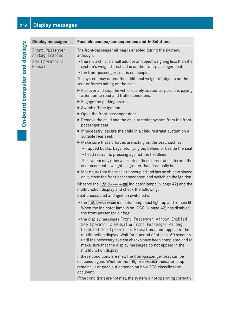 Mercedes Benz R Class owners manual / page 218