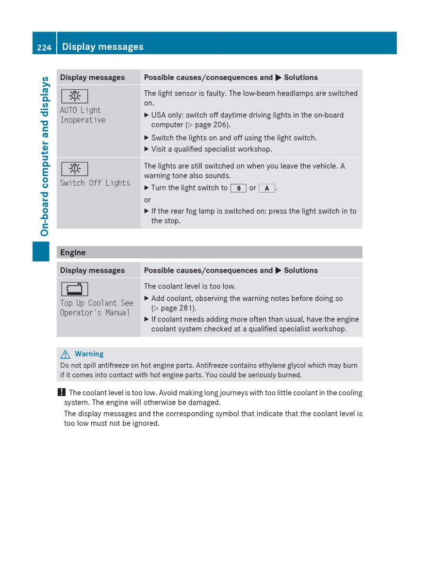 Mercedes Benz R Class owners manual / page 226