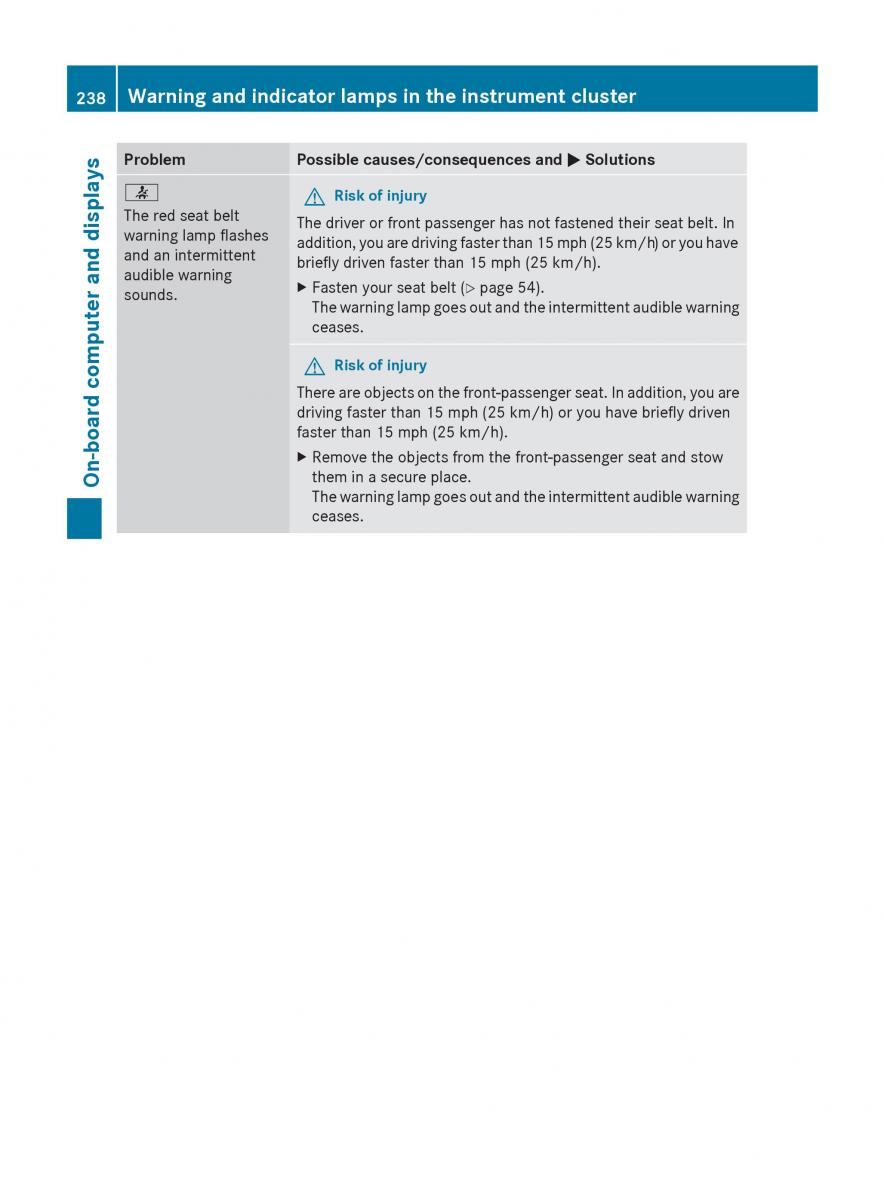 Mercedes Benz R Class owners manual / page 240
