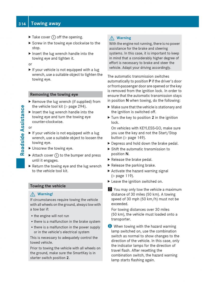 Mercedes Benz R Class owners manual / page 316