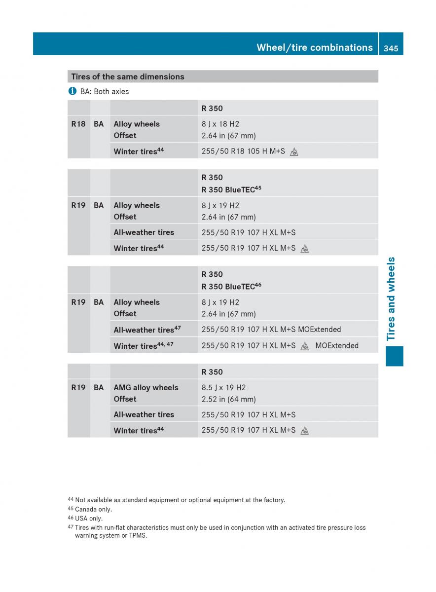 Mercedes Benz R Class owners manual / page 347