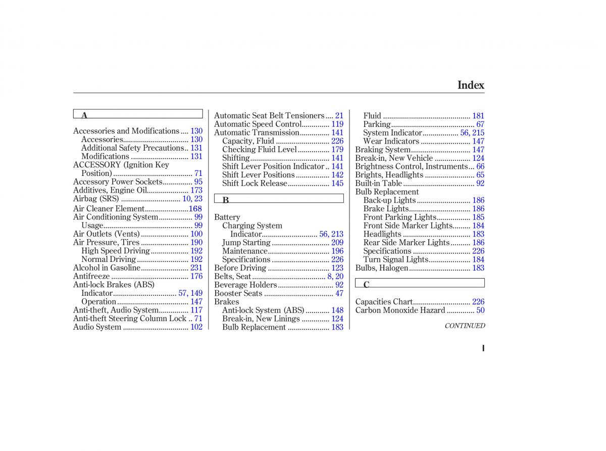 Honda CR V II 2 owners manual / page 248