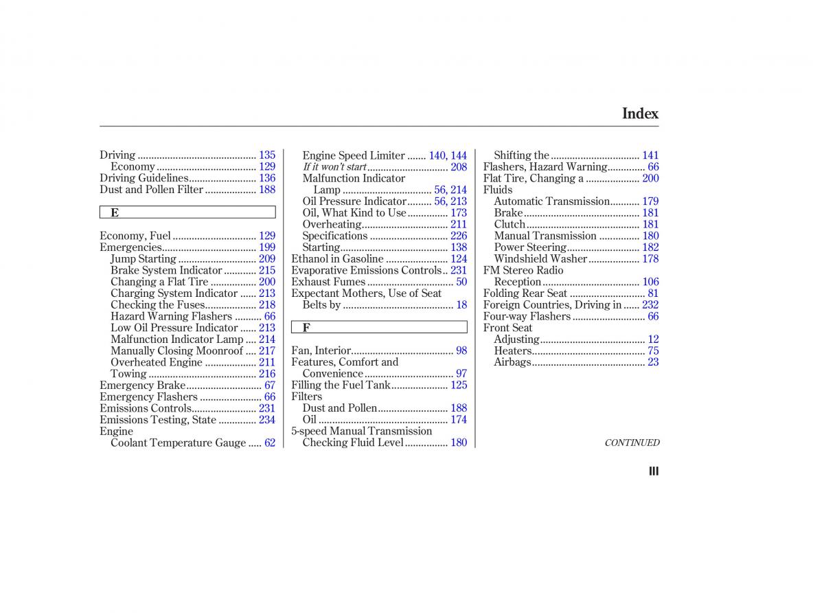 Honda CR V II 2 owners manual / page 250