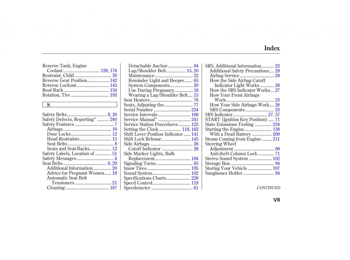 manual  Honda CR V II 2 owners manual / page 254