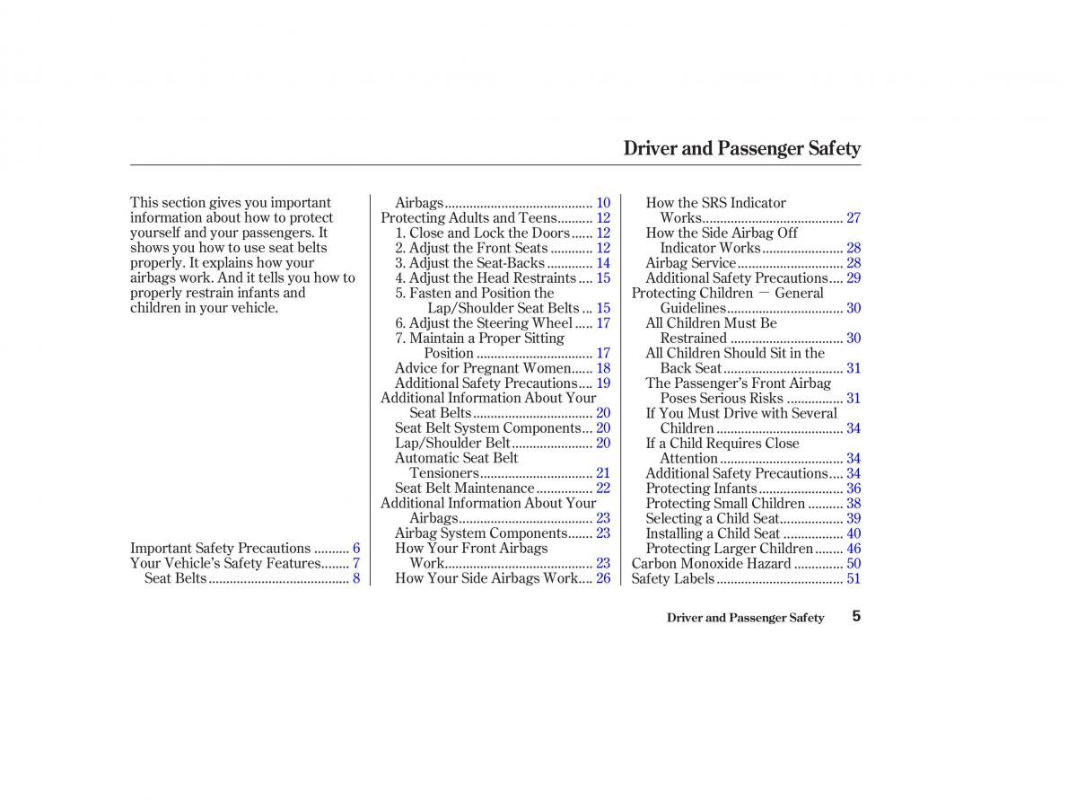 Honda CR V II 2 owners manual / page 10