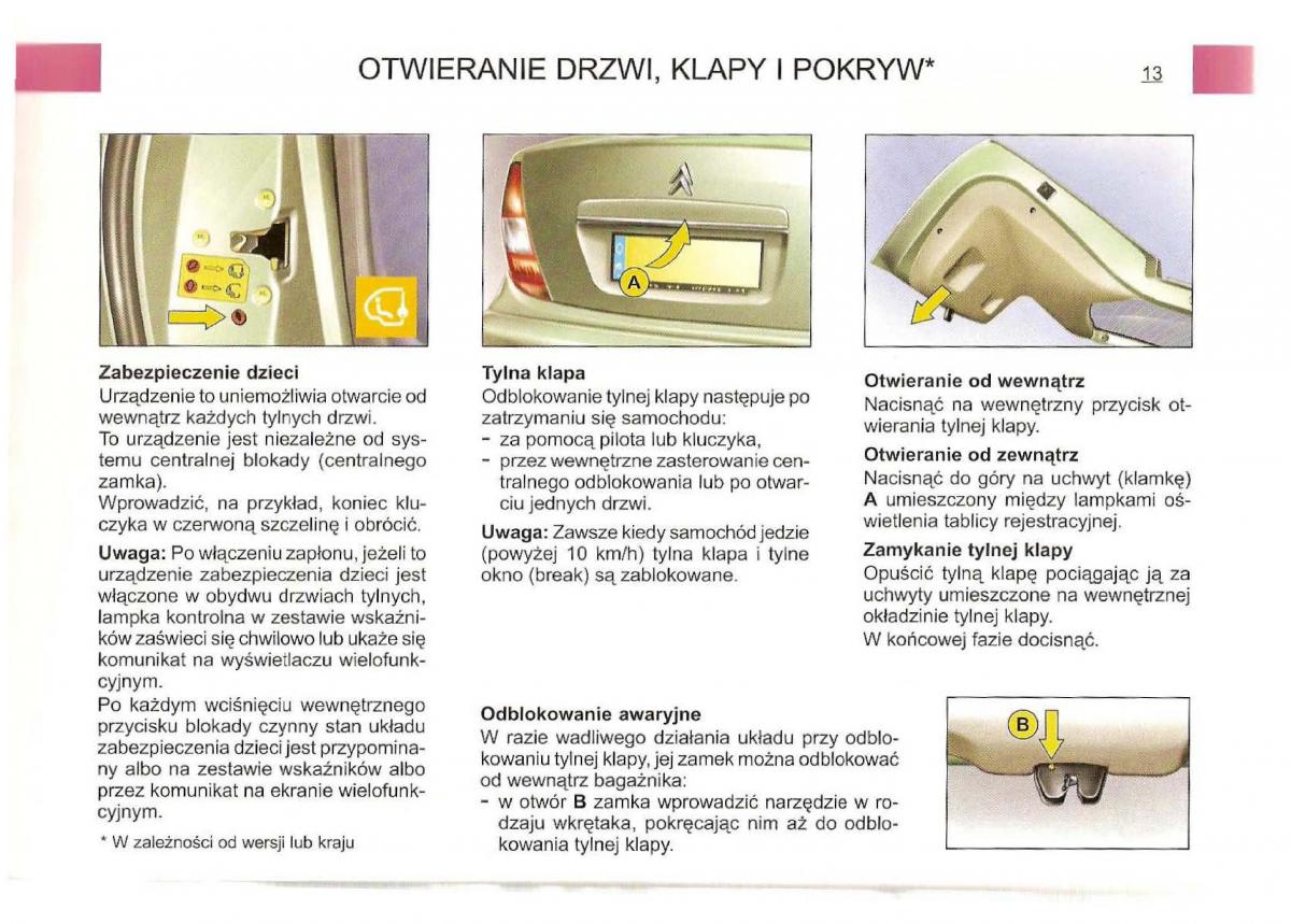 Citroen C5 I 1 instrukcja obslugi / page 13