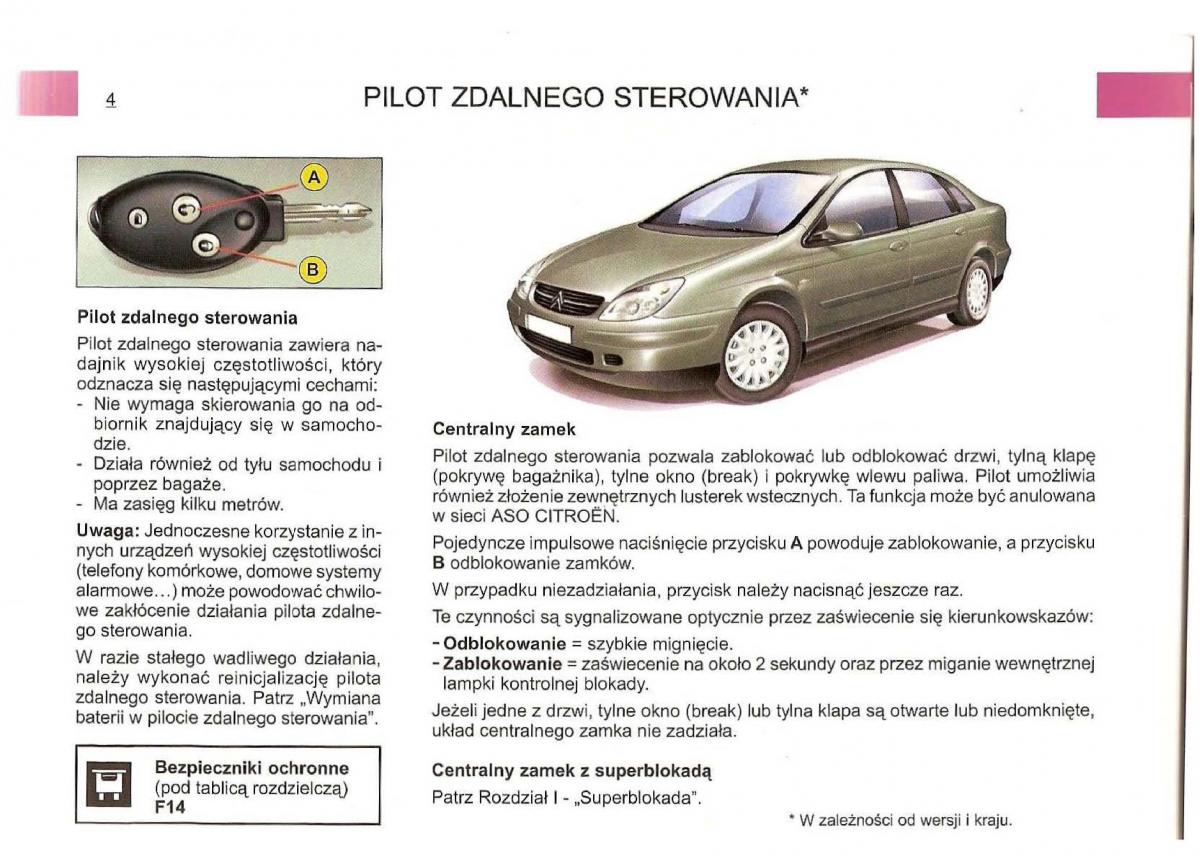 Citroen C5 I 1 instrukcja obslugi / page 4