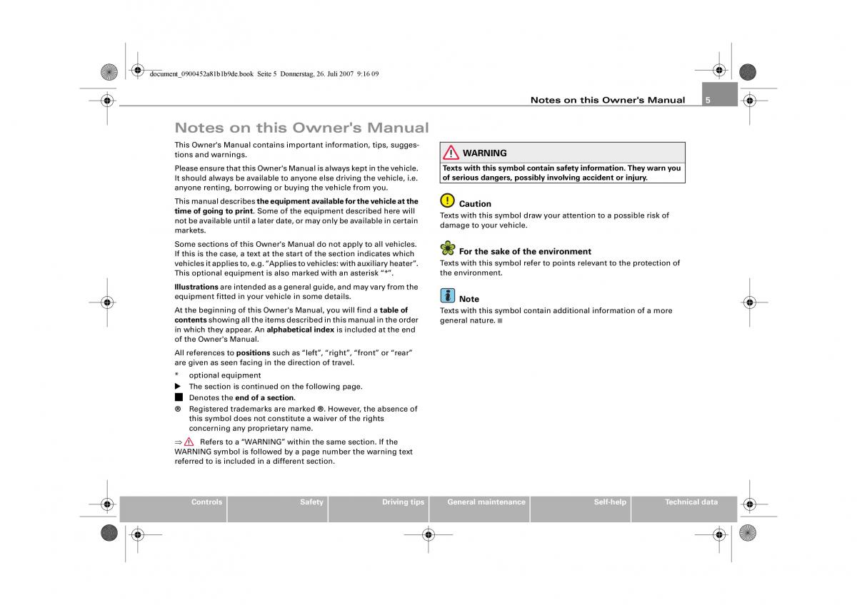 manual  Audi A4 B8 owners manual / page 7