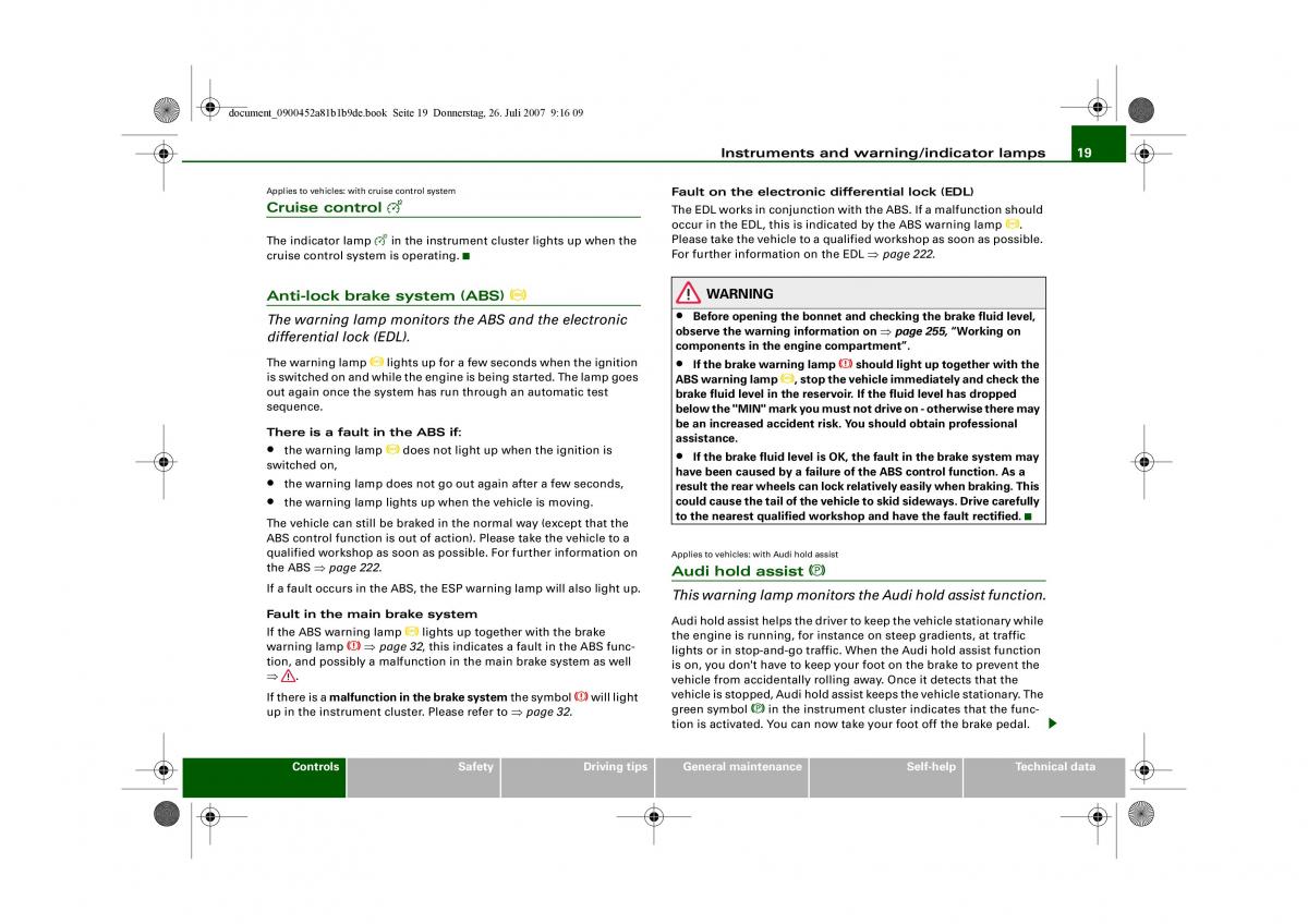 Audi A4 B8 owners manual / page 21