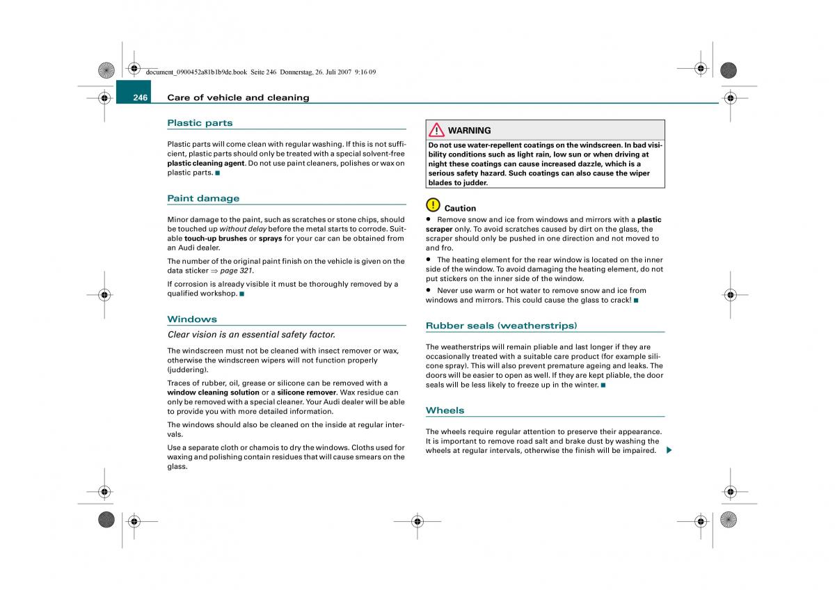 Audi A4 B8 owners manual / page 248