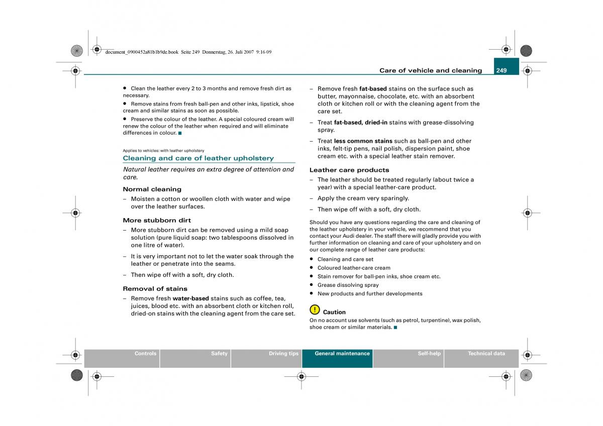 Audi A4 B8 owners manual / page 251