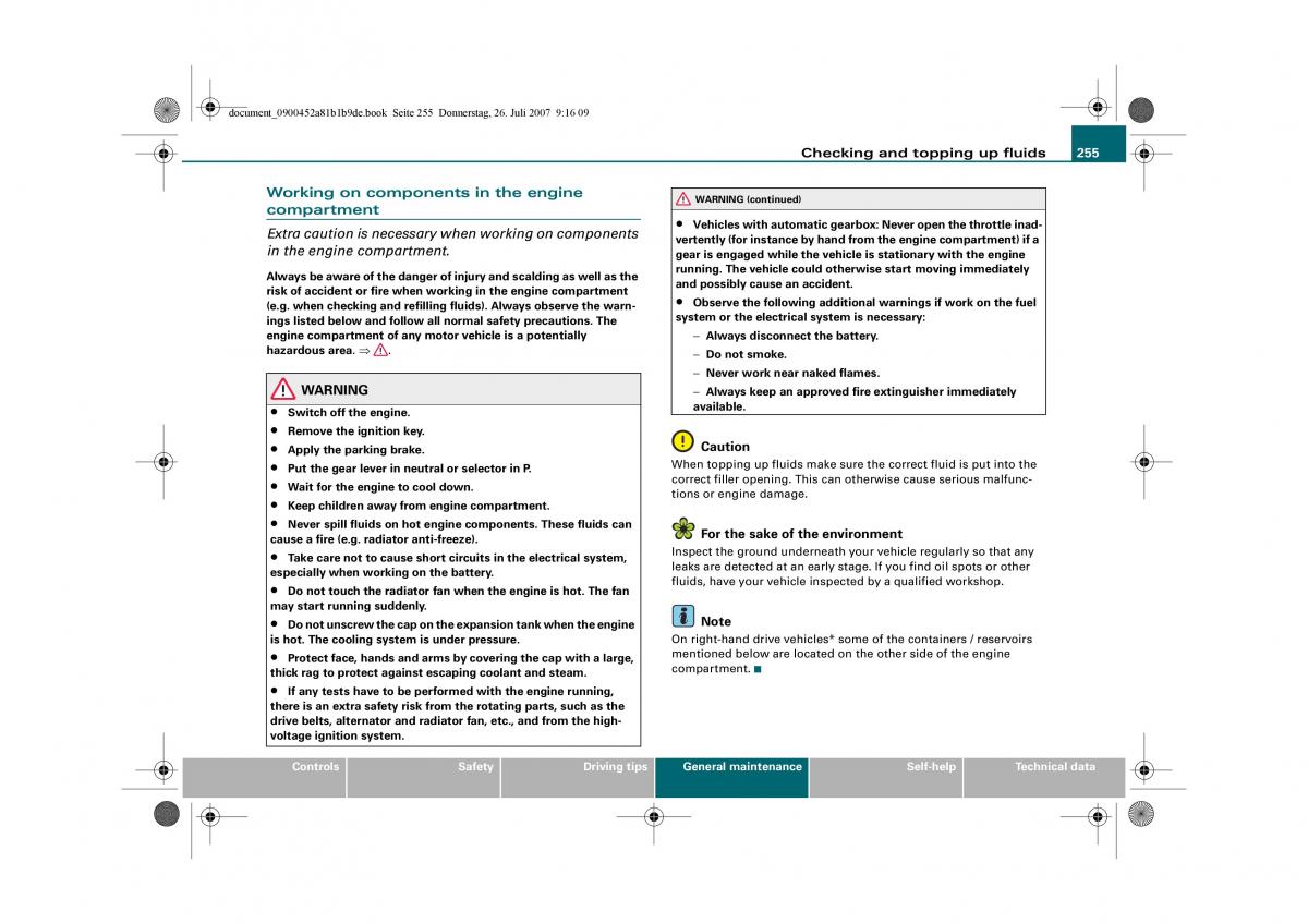 Audi A4 B8 owners manual / page 257