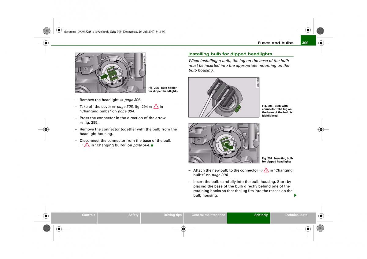 Audi A4 B8 owners manual / page 311