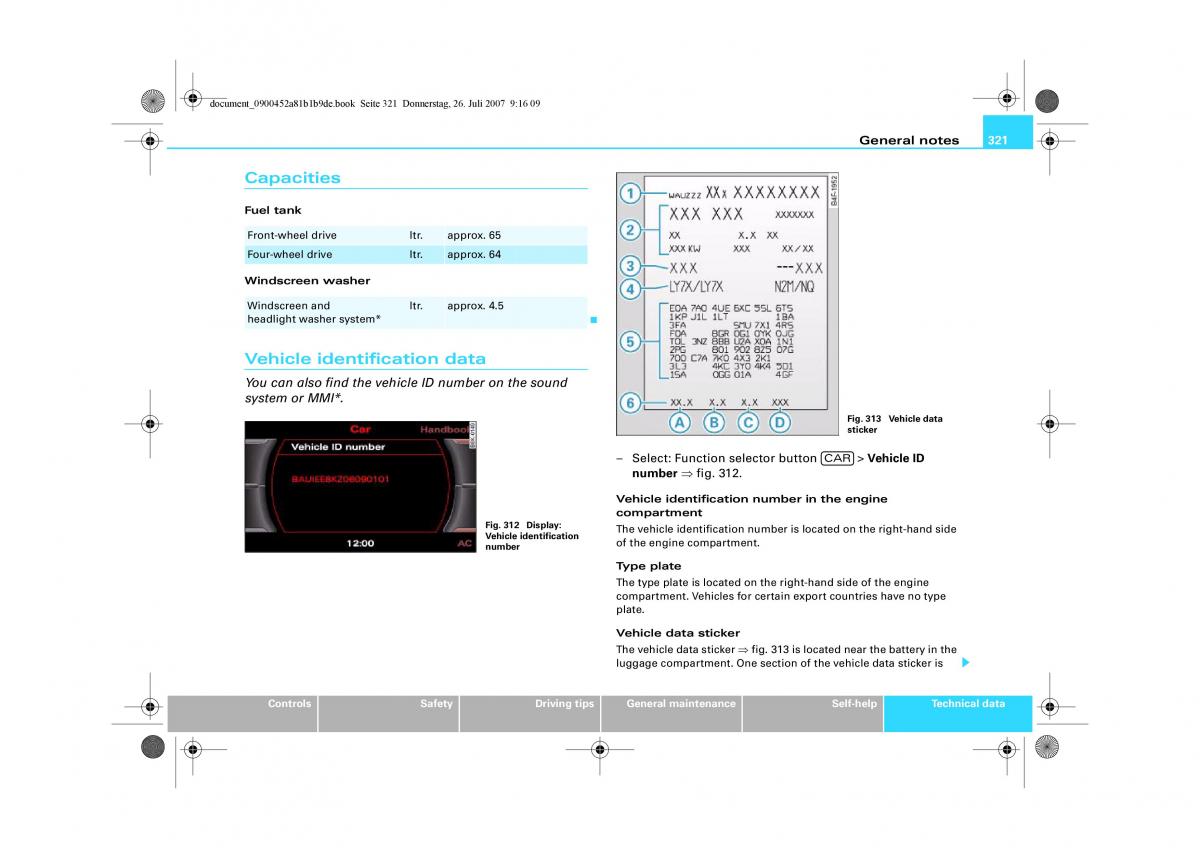 Audi A4 B8 owners manual / page 323